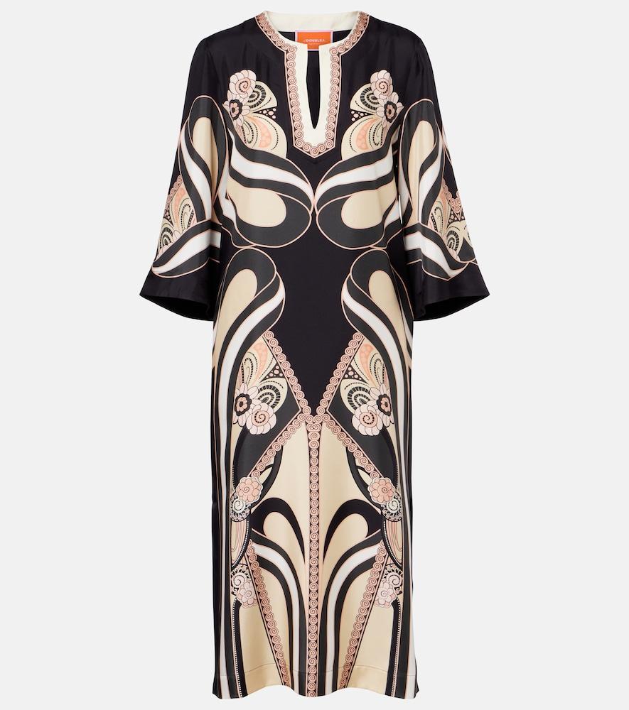 la doublej printed silk twill kaftan