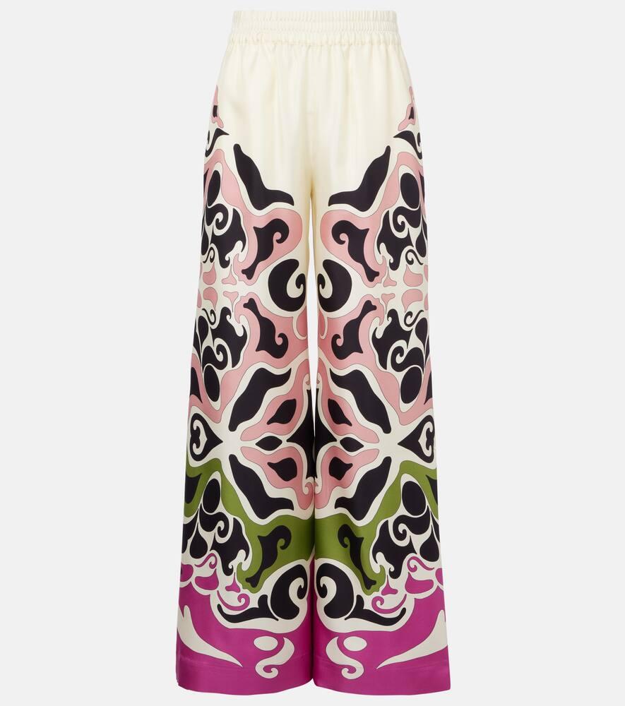 la doublej printed silk twill palazzo pants