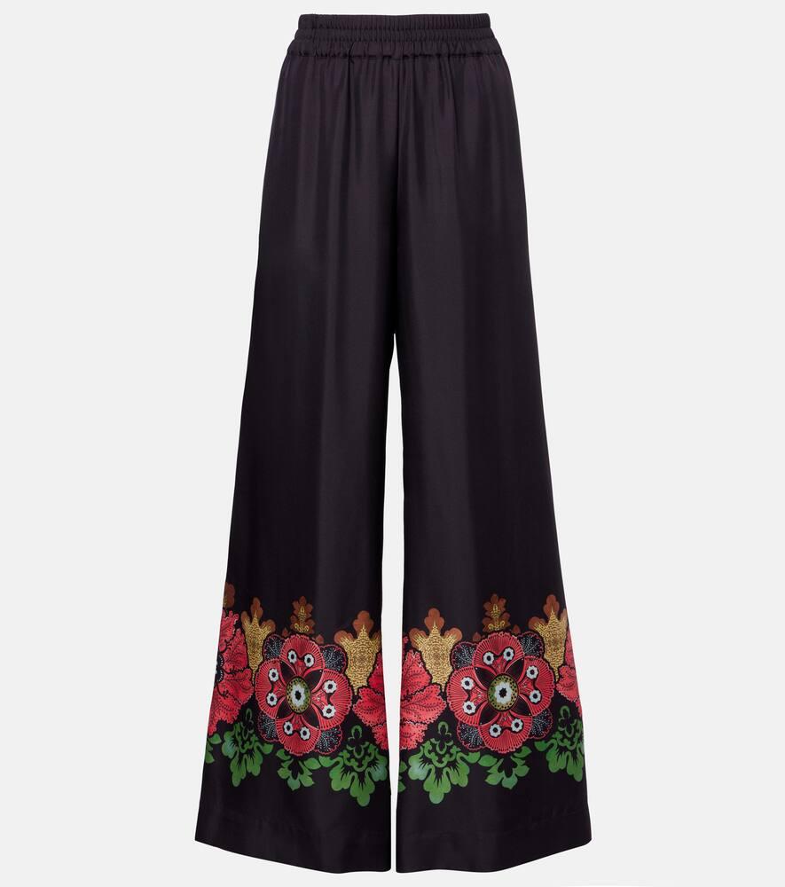 la doublej printed silk twill palazzo pants