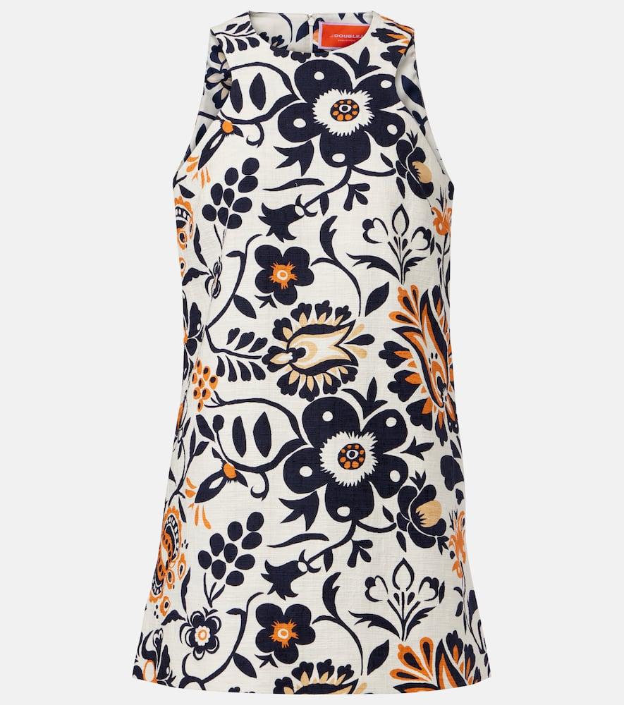 la doublej racer printed cotton poplin minidress