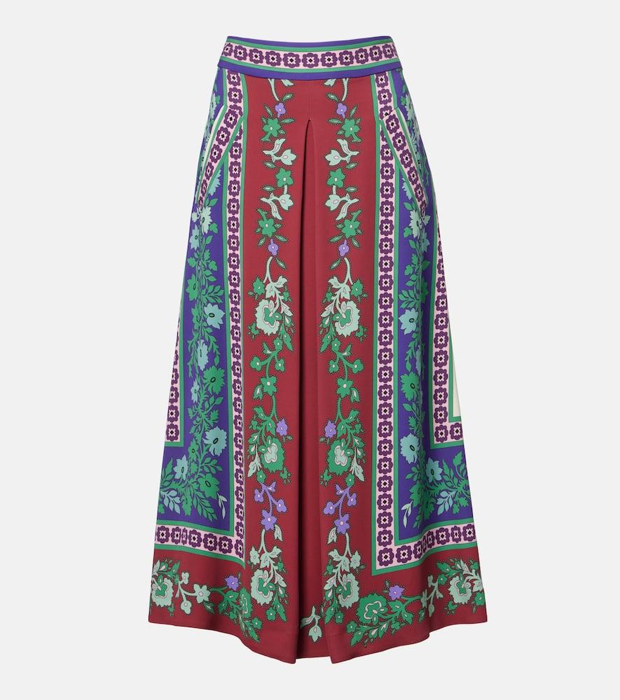la doublej santa monica printed satin midi skirt