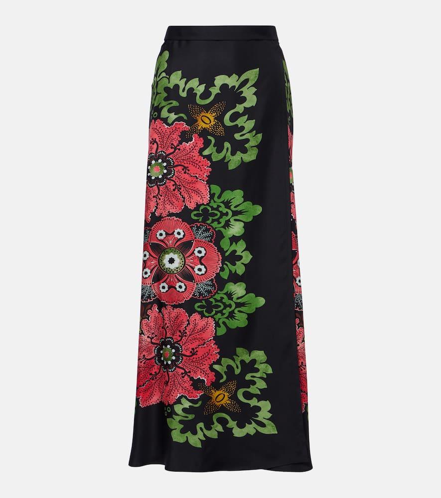 la doublej sarong floral silk twill wrap skirt