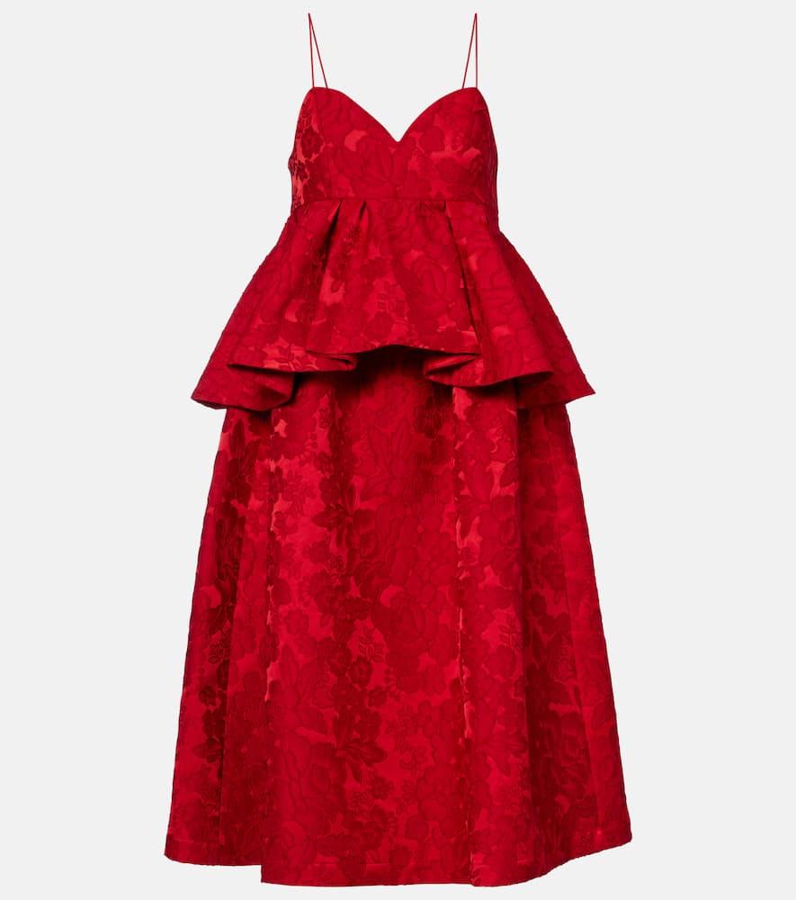 la doublej satine matelassé jacquard midi dress