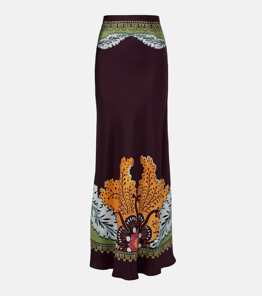 la doublej sleek placée silk maxi skirt