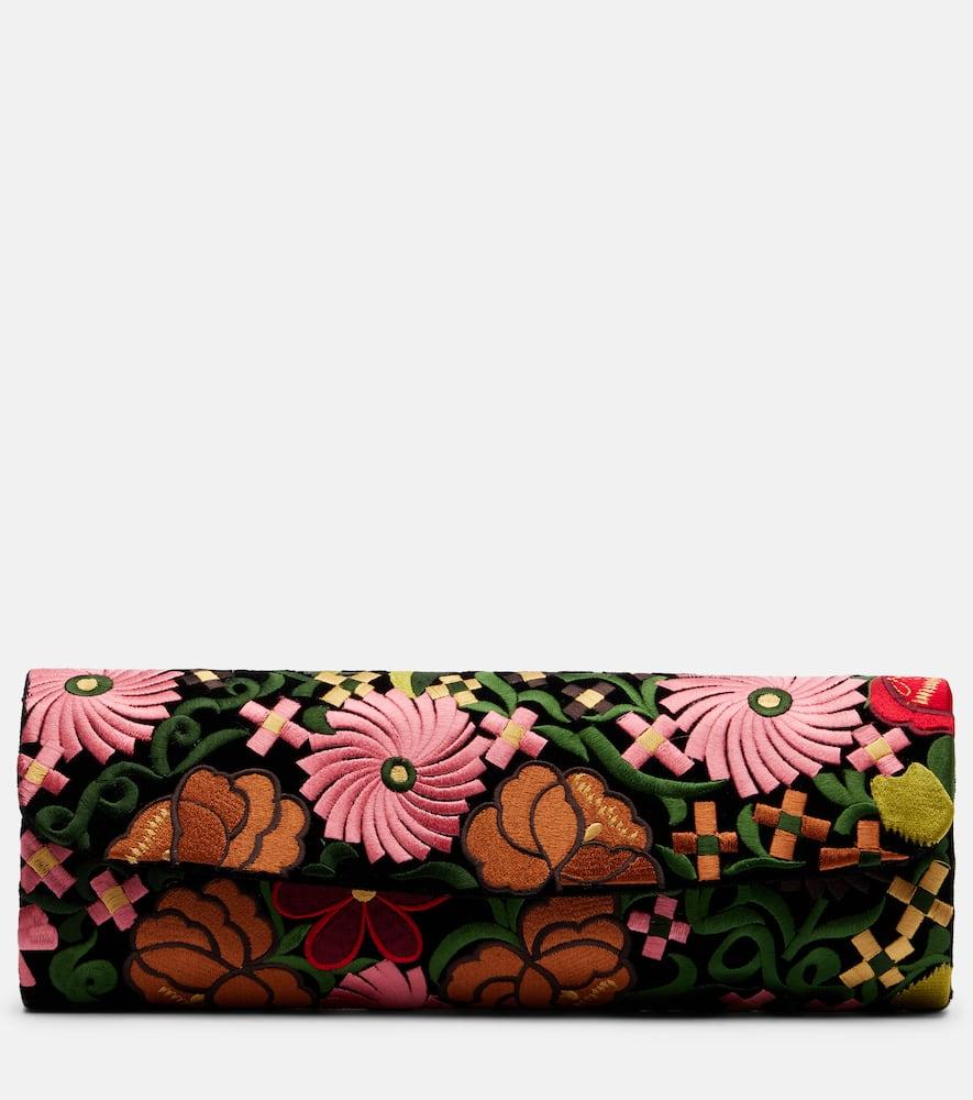 la doublej small embroidered clutch