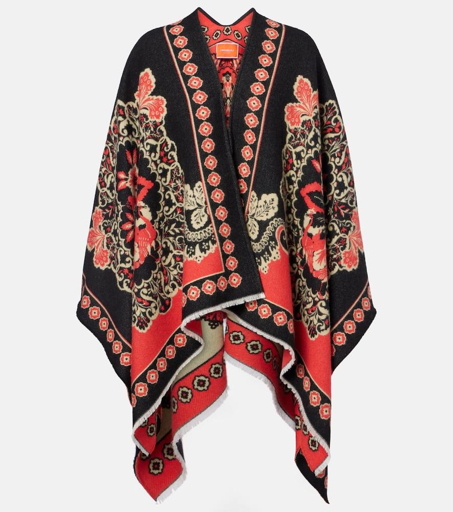 la doublej soul printed wool and silk poncho