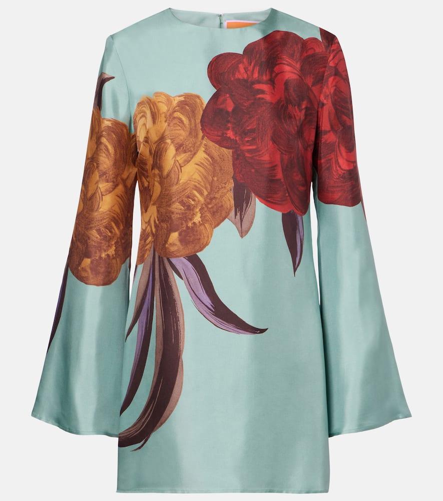 la doublej supremes swing floral silk minidress