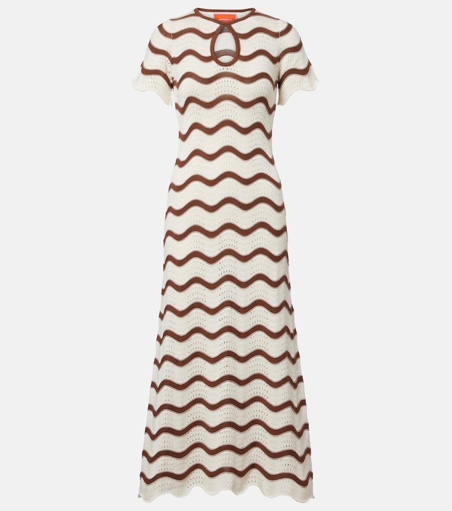 la doublej swing crochet cotton midi dress