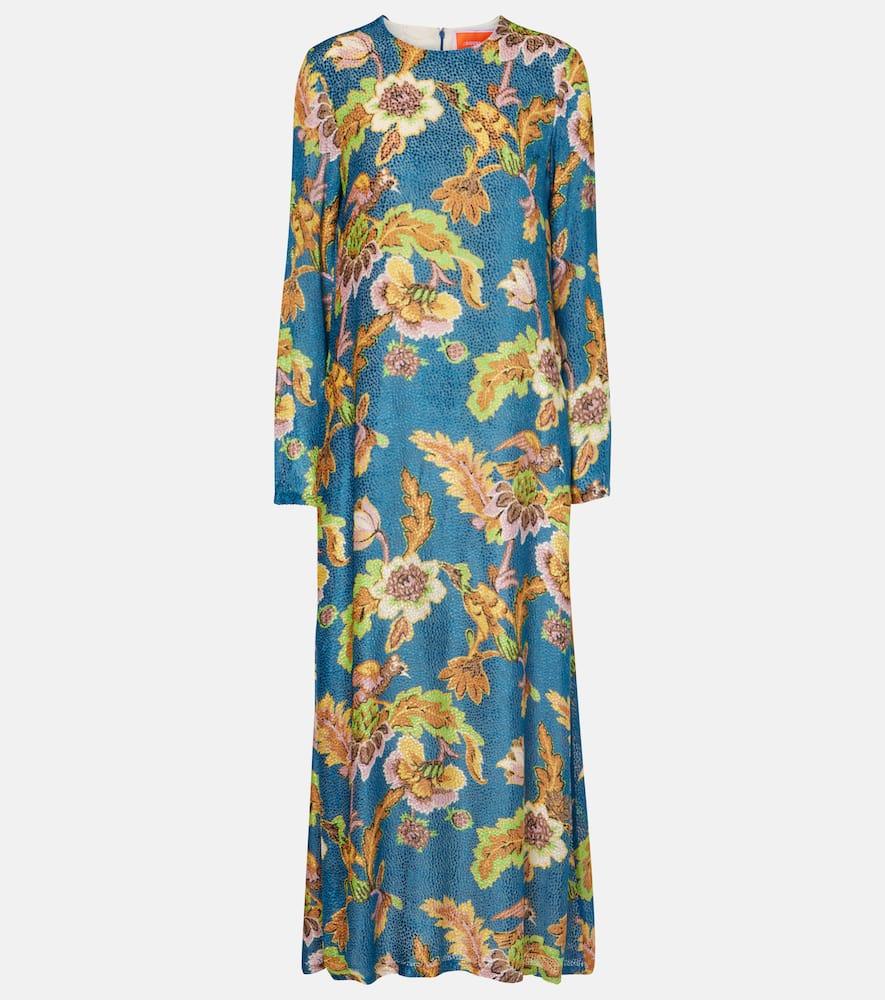 la doublej swing printed devorée velvet maxi dress