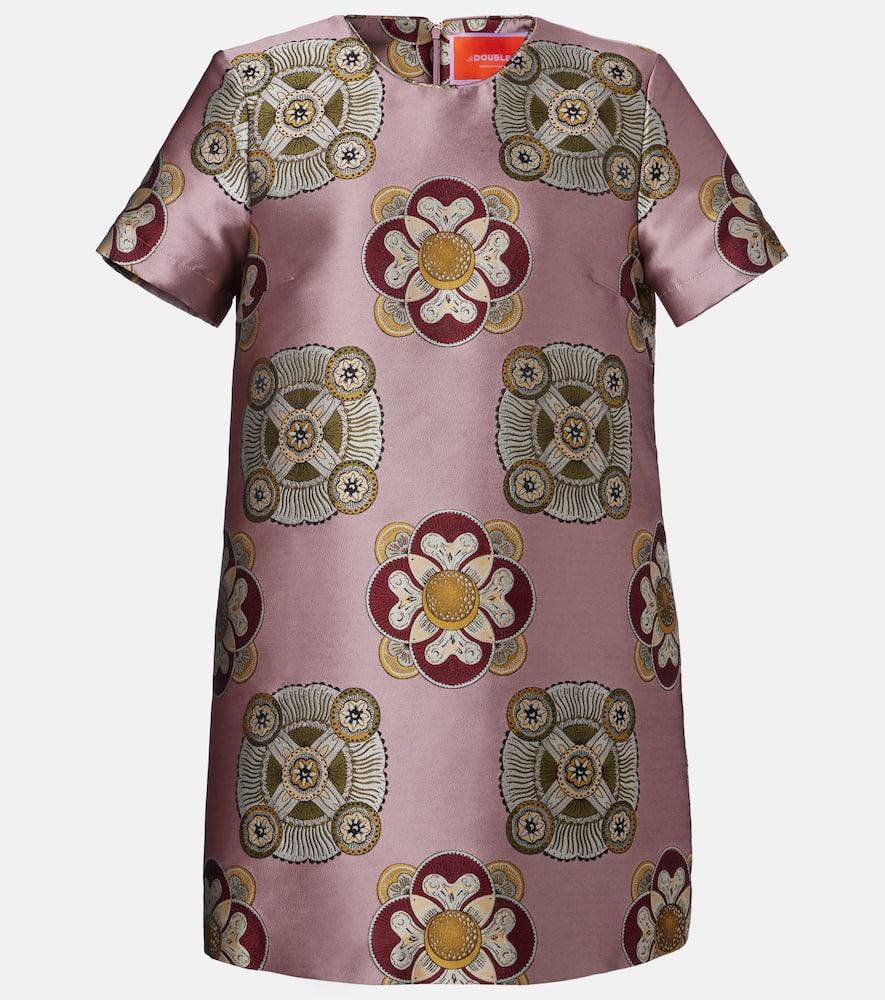 la doublej swing satin jacquard minidress