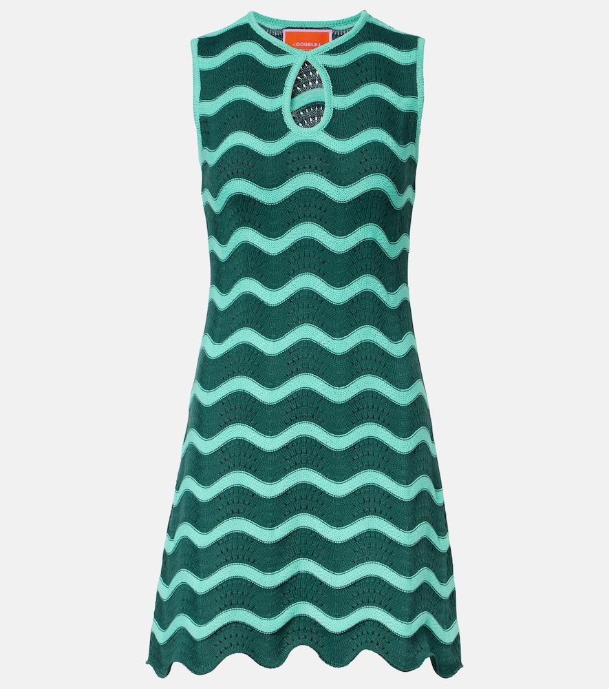 la doublej wavy crochet keyhole cotton minidress