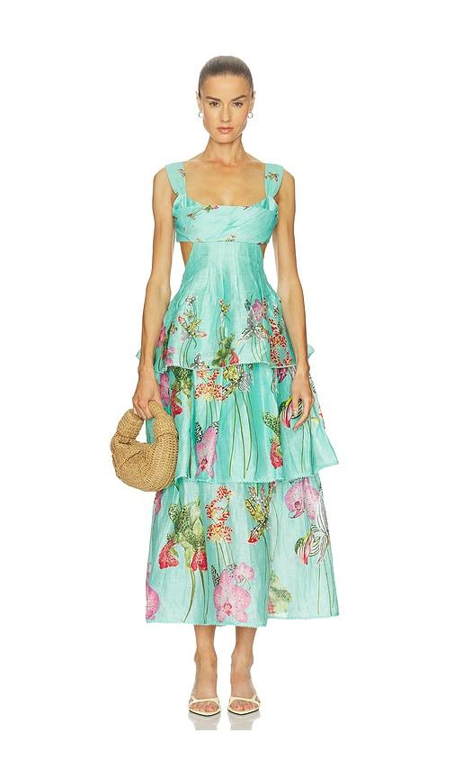 la fuori botanical oasis dress in teal.