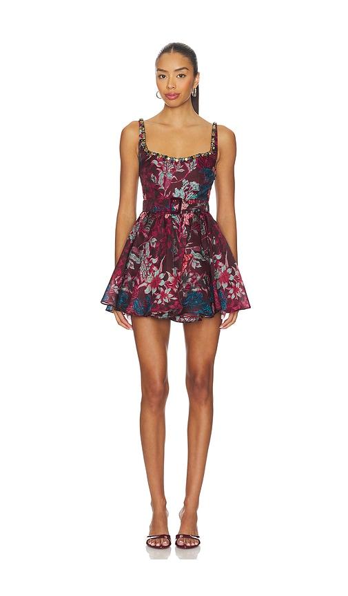 la fuori burgundy garden jewel dress in burgundy.