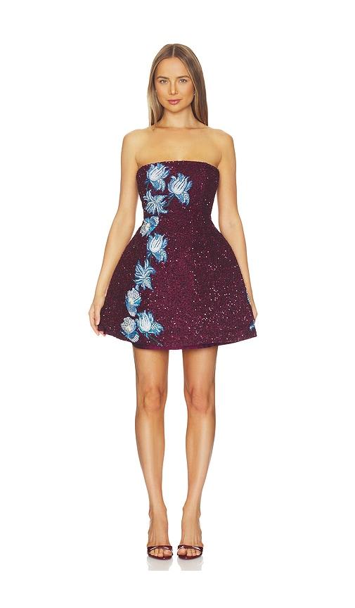 la fuori floral wine embroidered dress in wine.