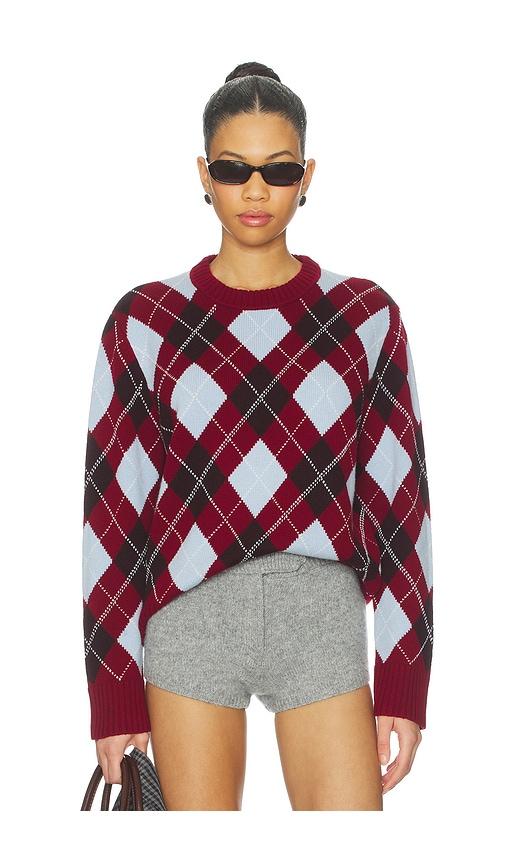 la ligne boyfriend argyle crewneck sweater in red,baby blue.