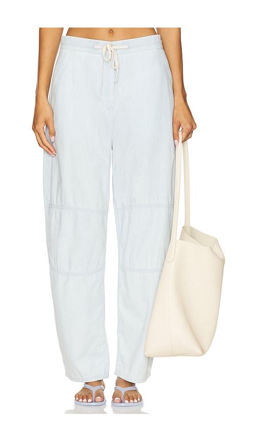 la ligne chambray barrel pant in baby blue.