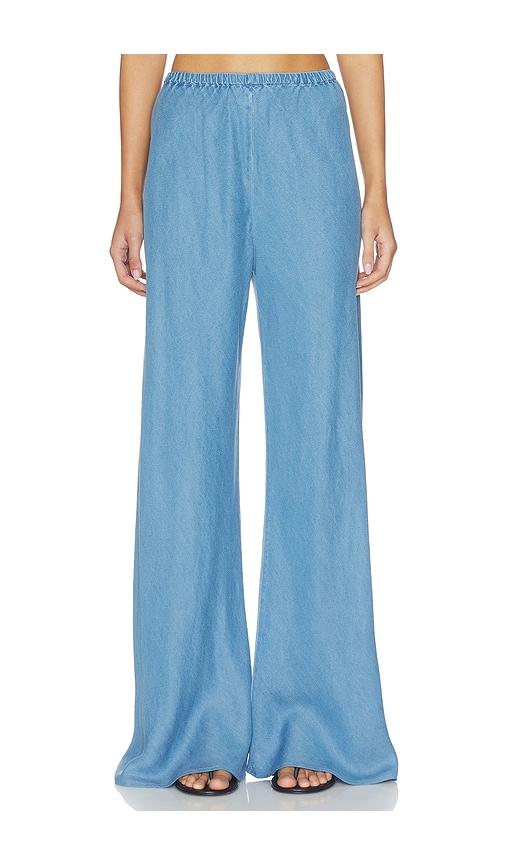 la ligne garment dyed colby pants in blue.