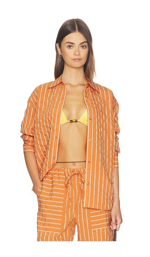 la ligne oversized button down shirt in orange.