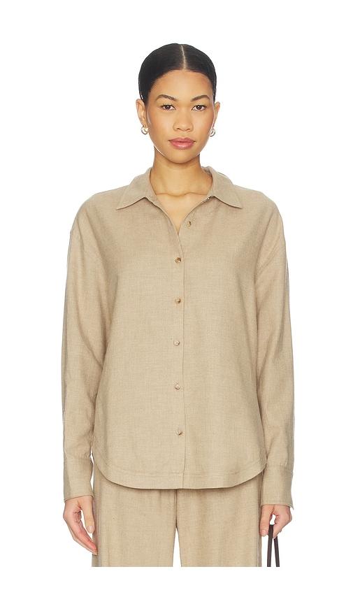 la ligne oversized flannel shirt in brown.