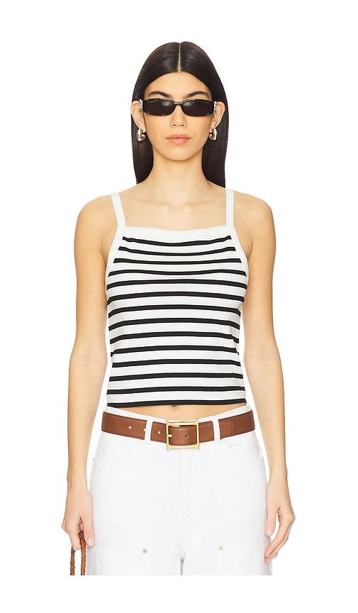 la ligne striped cropped tank in white.