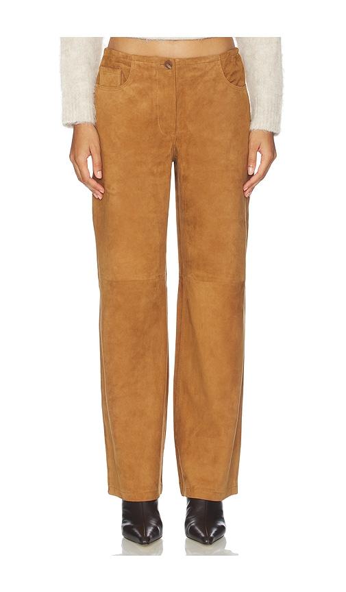 la ligne suede jenny pant in brown.