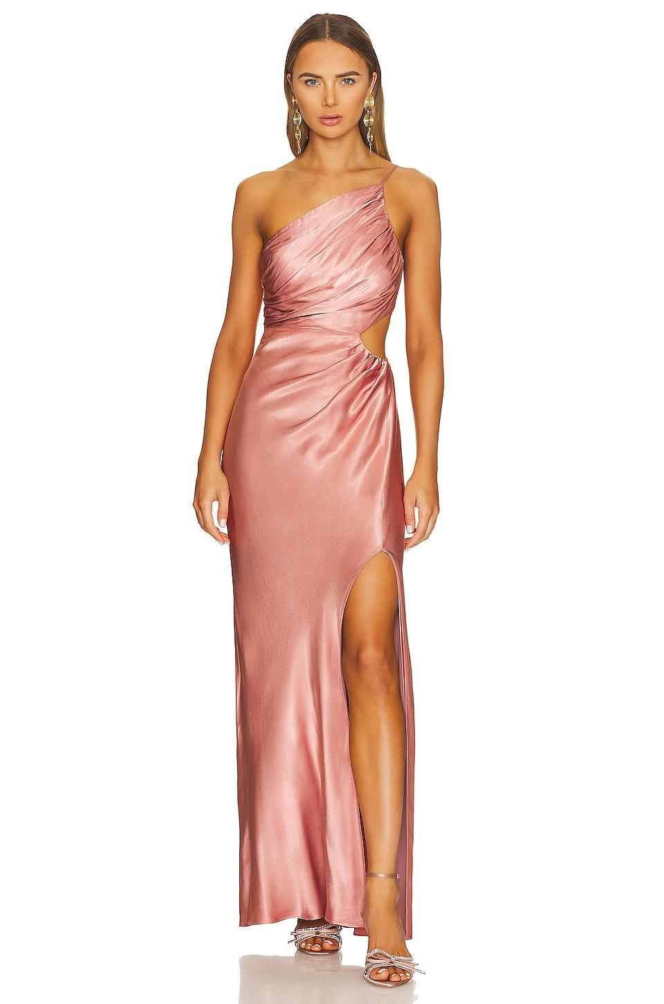 la lune asymmetrical gathered maxi dress