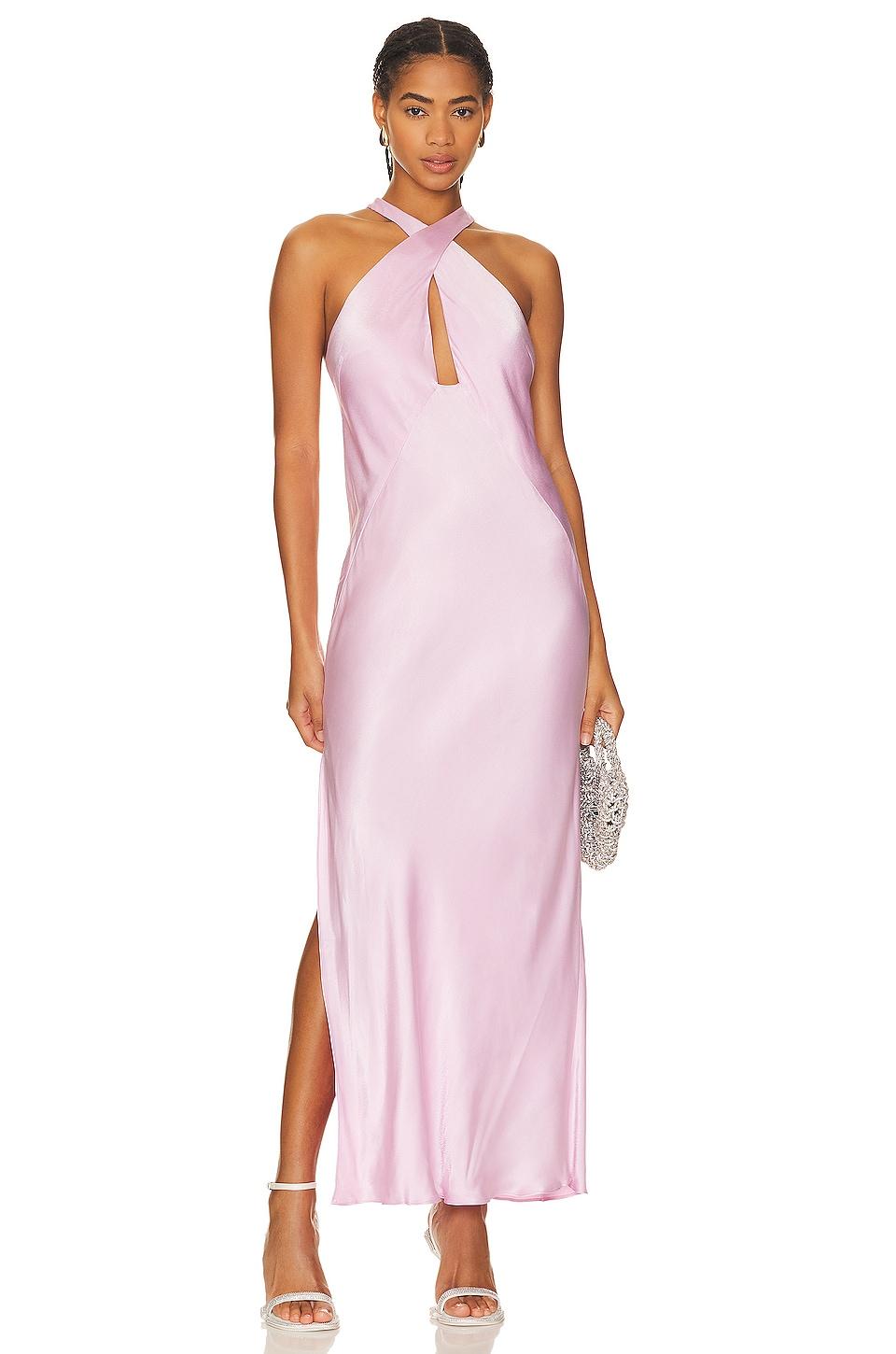 la lune cross front keyhole midi dress