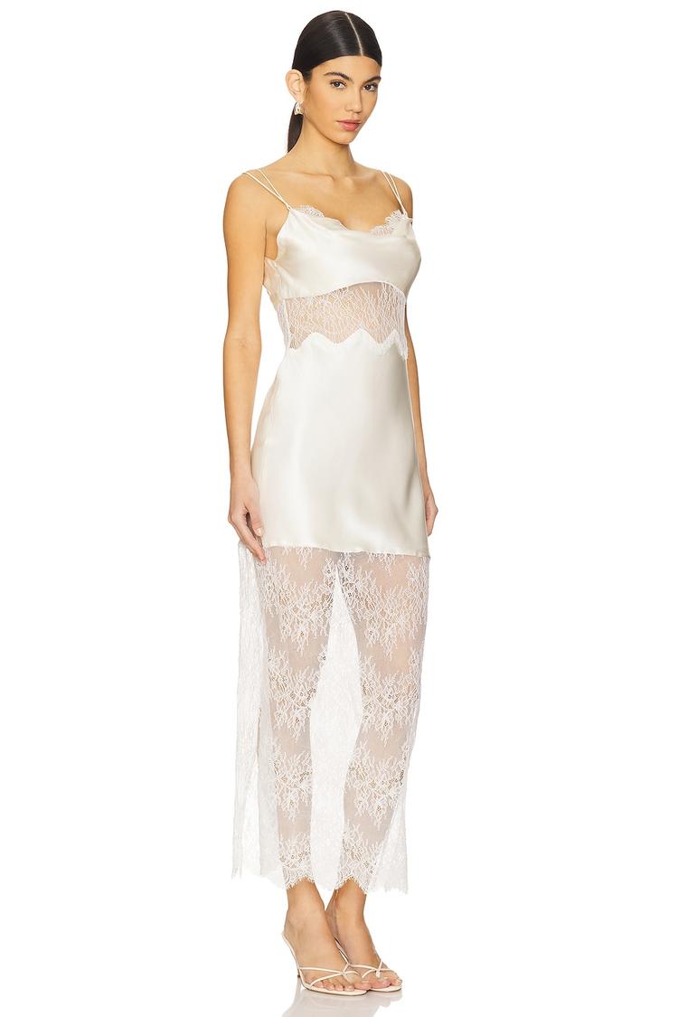 la lune cumulus silk lace maxi dress