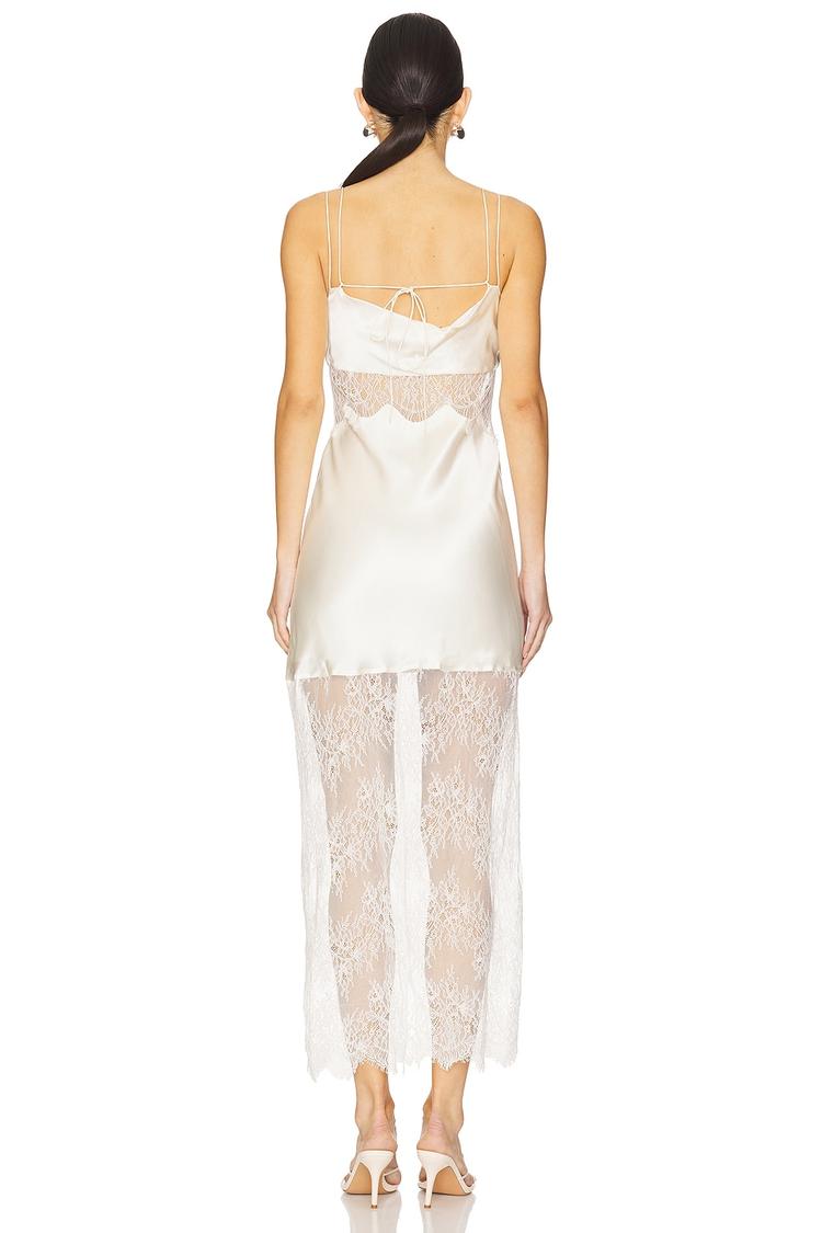 la lune cumulus silk lace maxi dress