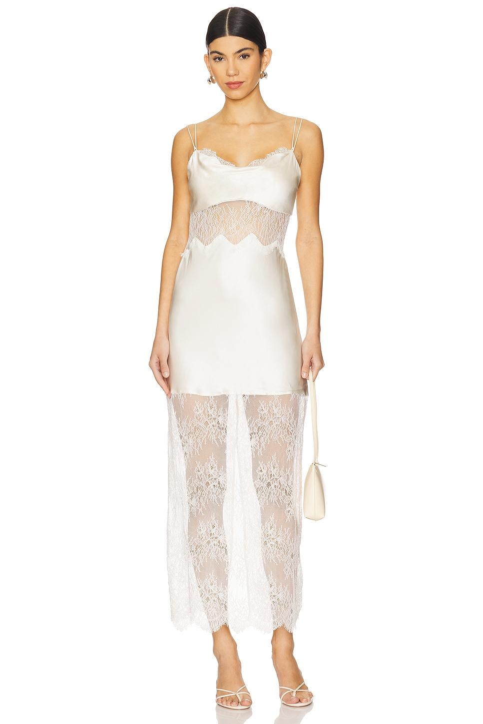 la lune cumulus silk lace maxi dress