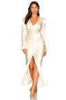 la lune frill cuff bias midi dress