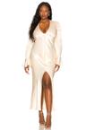la lune frill cuff bias midi dress