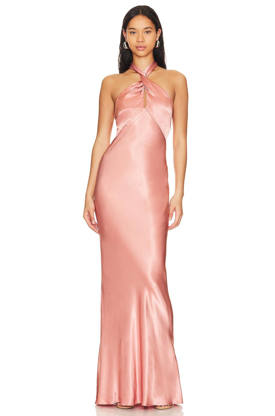 la lune high neck twist maxi dress