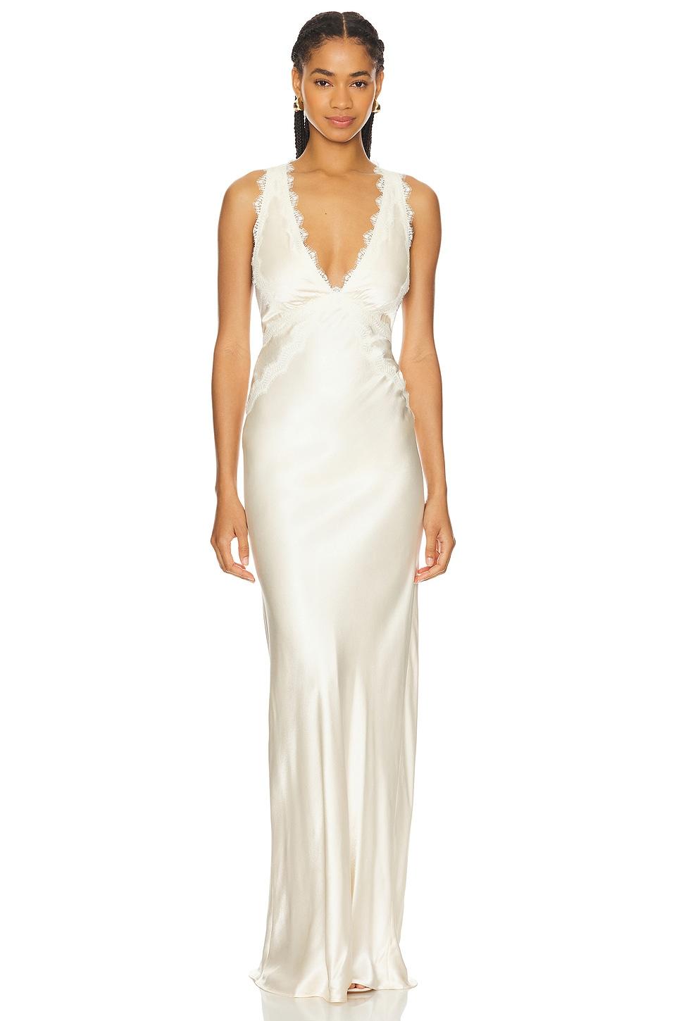 la lune lace cross back maxi dress