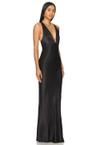 la lune plunged cross back maxi dress