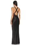 la lune plunged cross back maxi dress