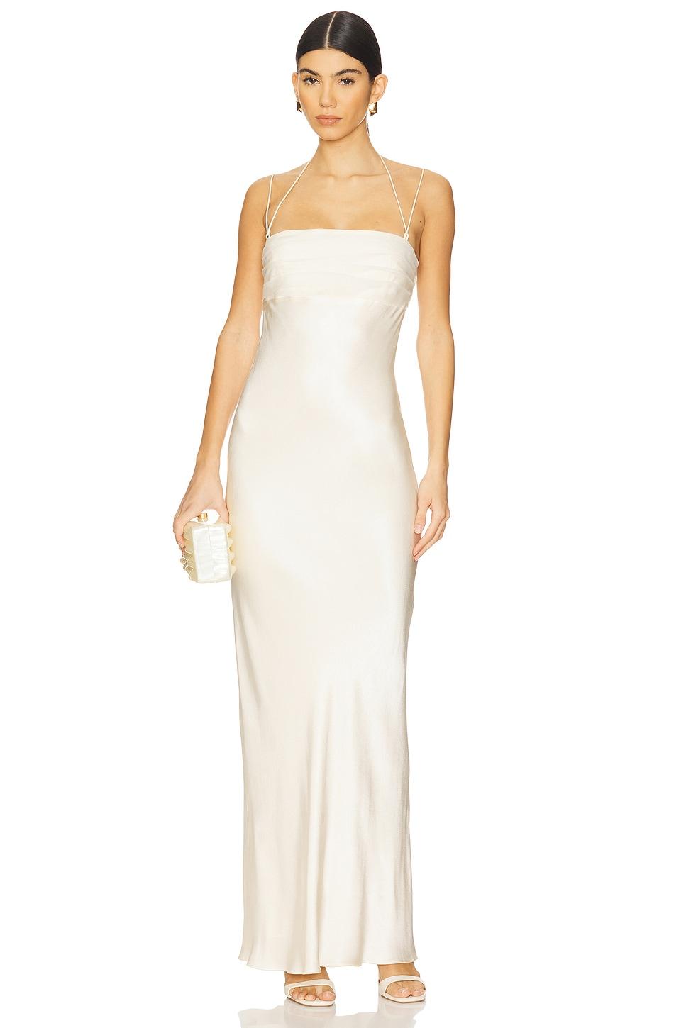la lune ruched tie maxi dress