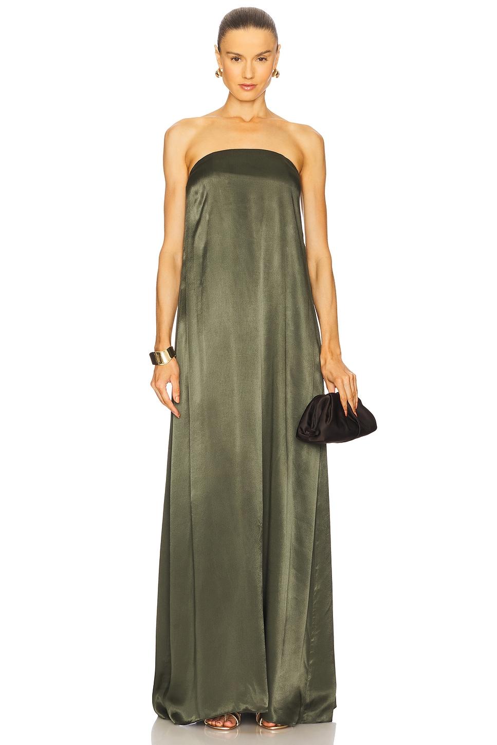 la lune strapless column maxi dress