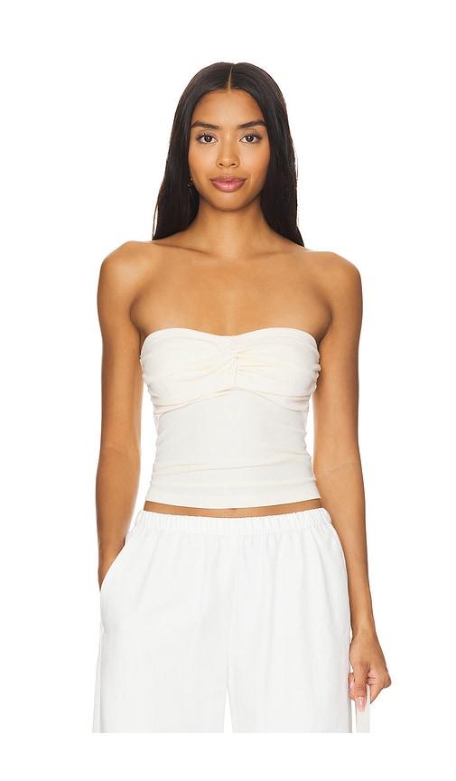 la made rosy strapless crop tank in yellow.