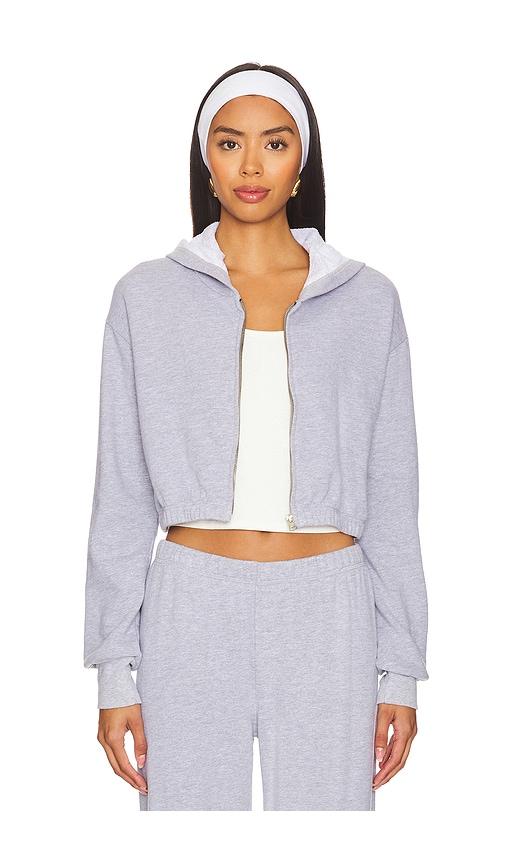 la made zip up crop hoodie in grey.