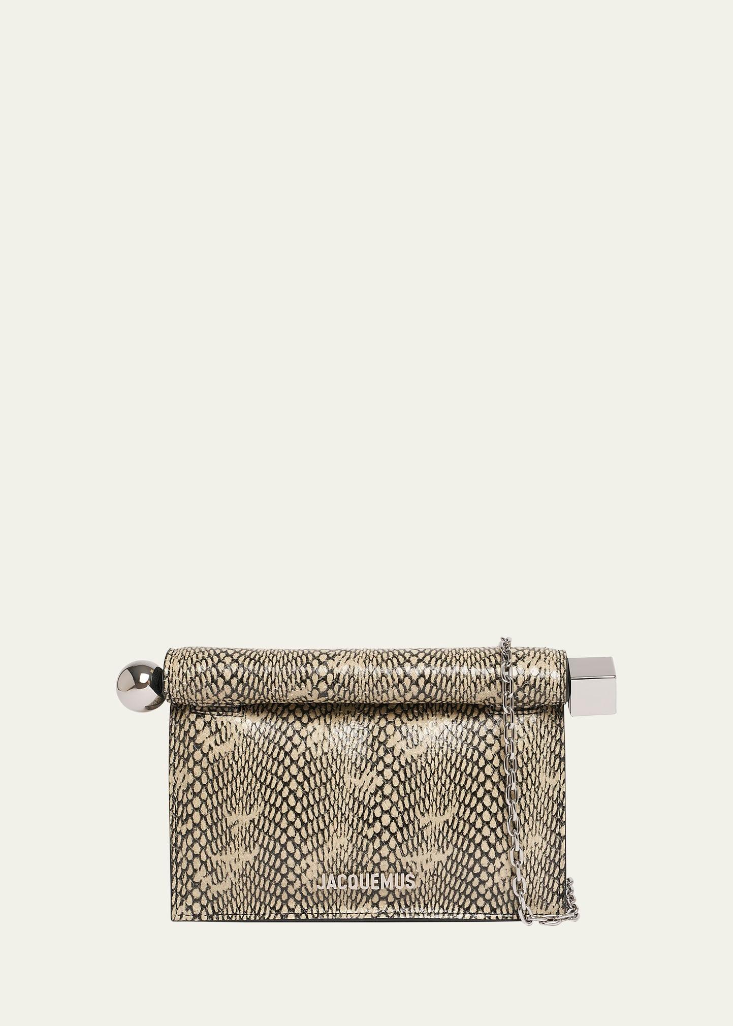 la petit pochette rond snakeskin-embossed clutch bag