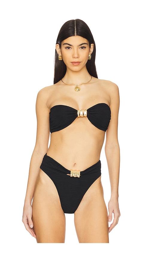 la porte kate bandeau hardware bikini top in black.
