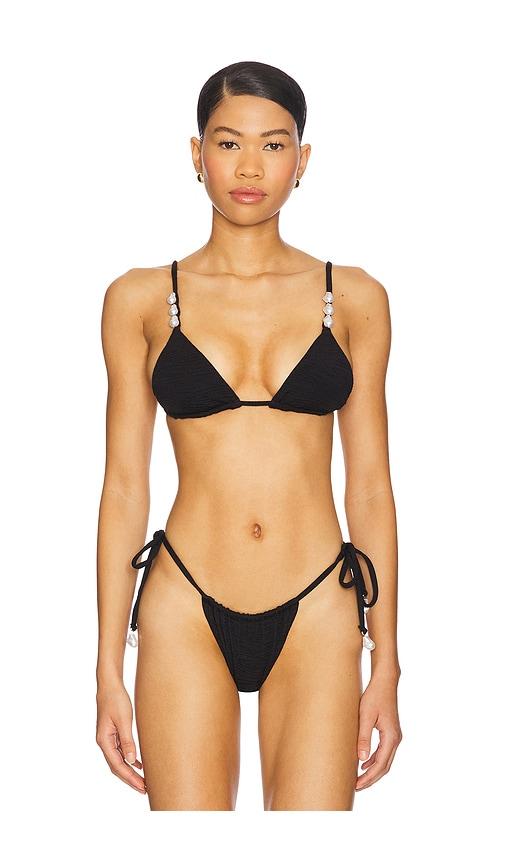 la porte kendall bikini top in black.