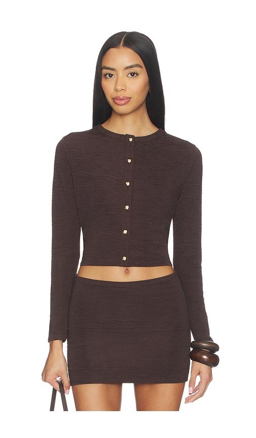 la porte lauren swim cardigan in brown.
