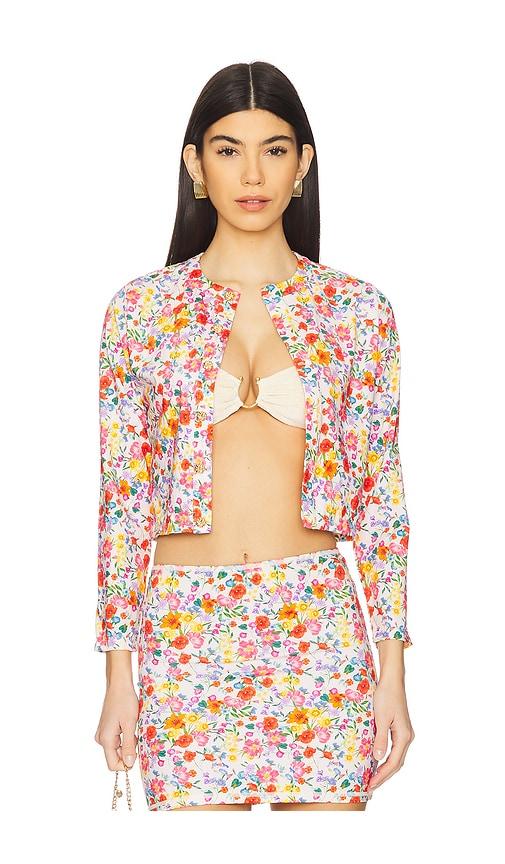 la porte lauren swim cardigan in cream,pink.