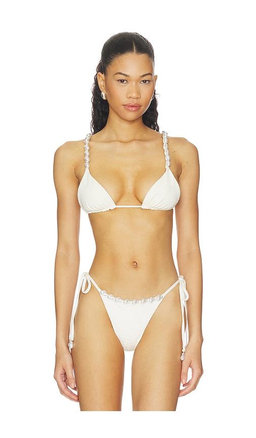 la porte luxe kendall bikini top in white.