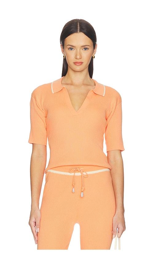 la porte odette knit polo in coral.