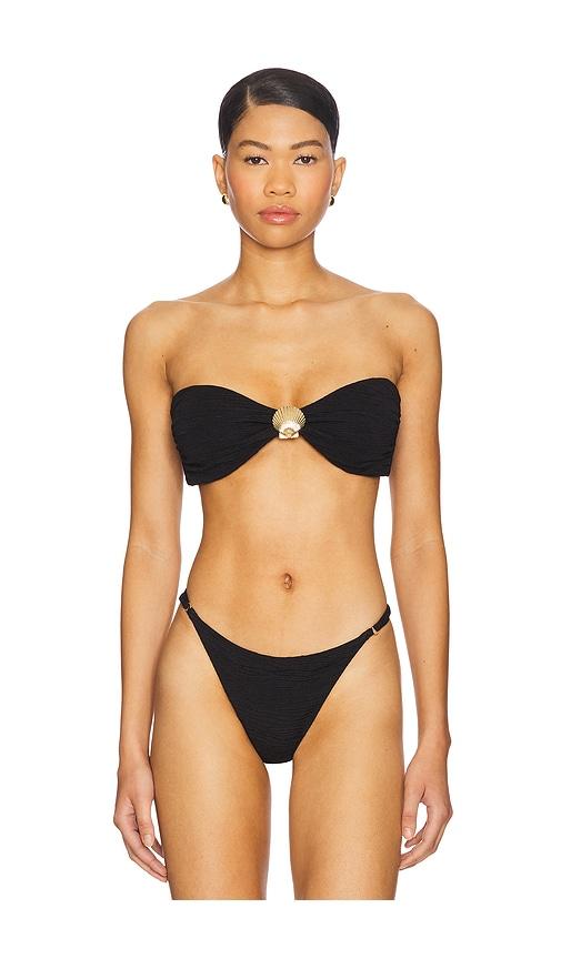 la porte shelley bandeau bikini top in black.