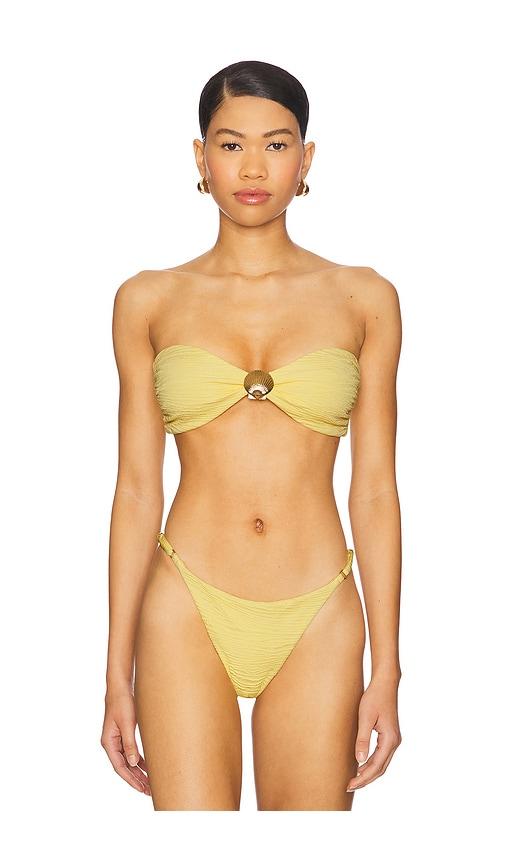 la porte shelley bandeau bikini top in yellow.