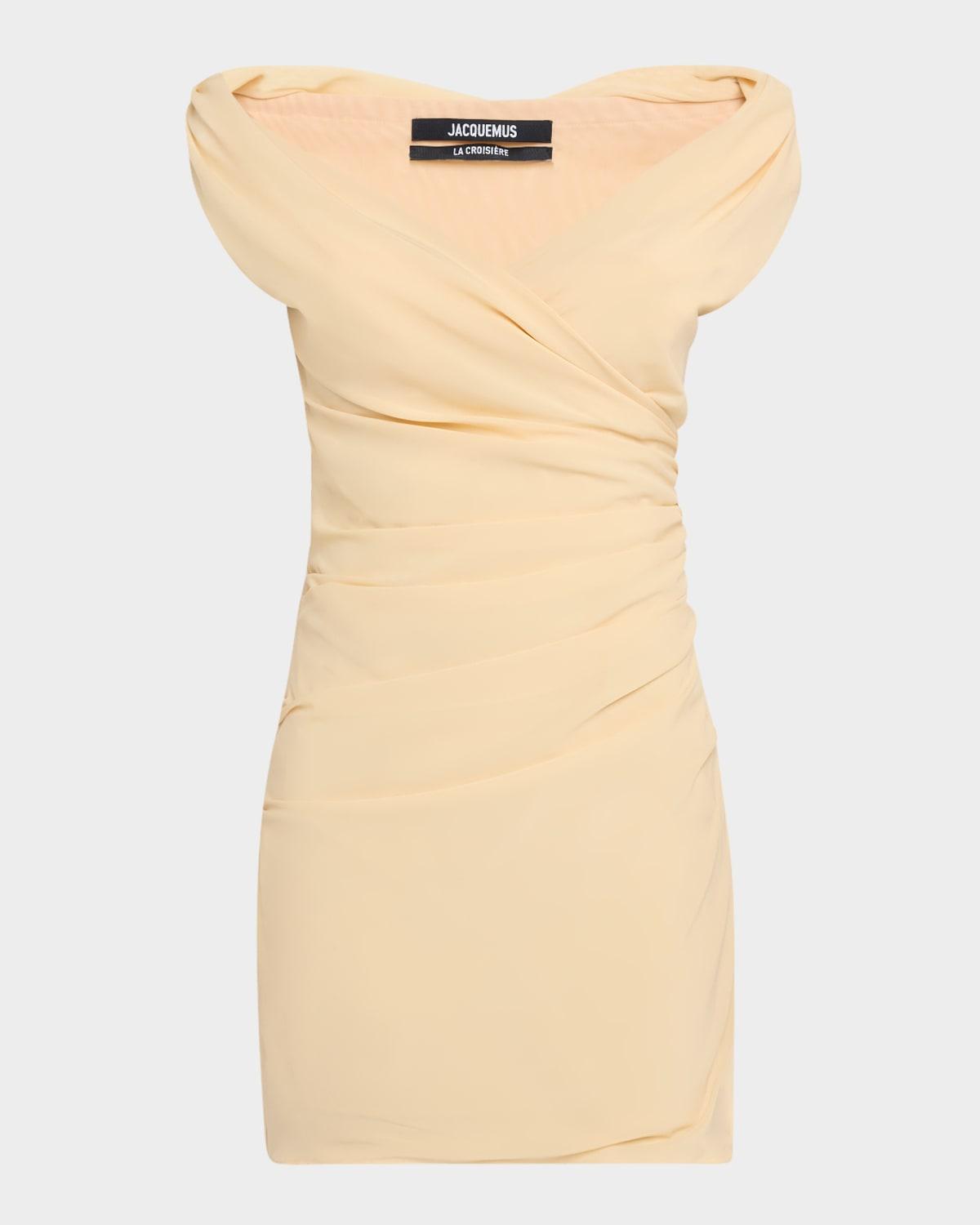 la rita draped off-the-shoulder mini dress